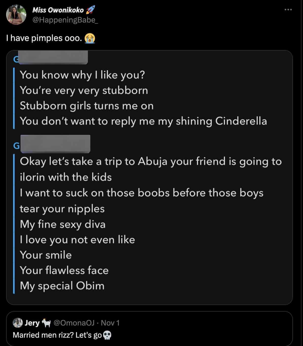 "You can tell they're having an affair" - Reactions as lady leaks chat with her friend's husband